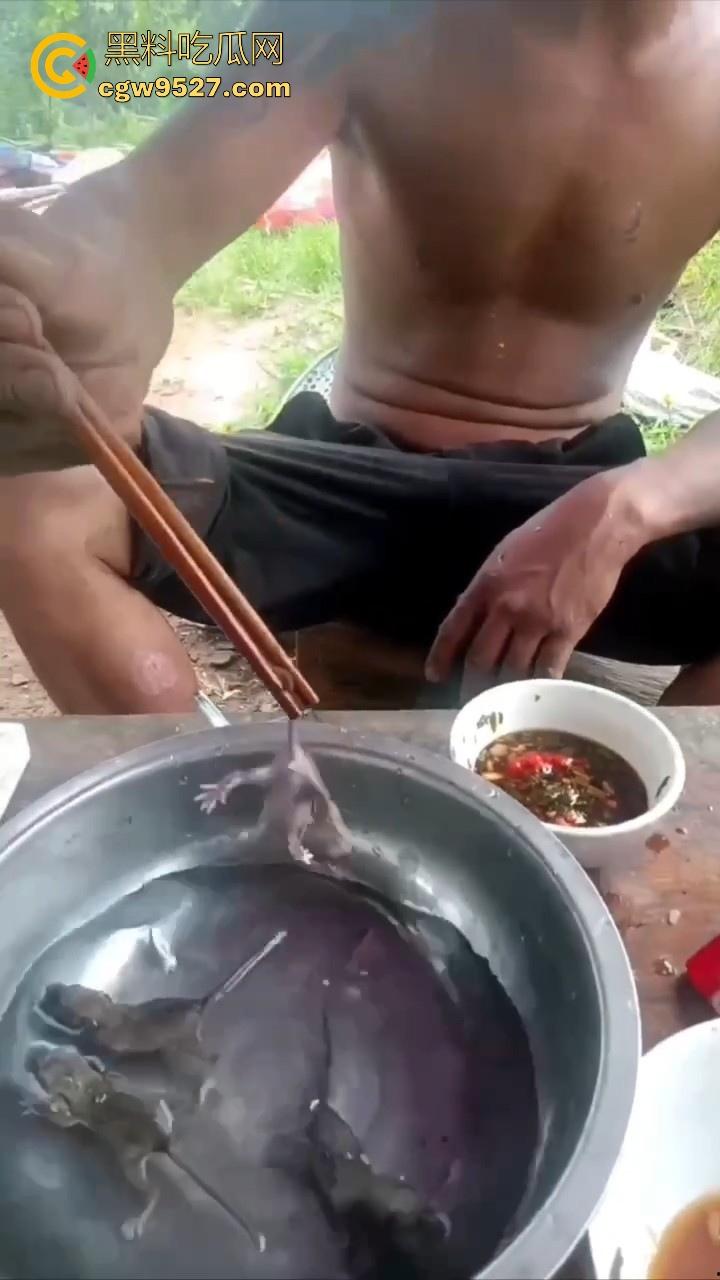 不是哥们这都能生吃呀!真不怕得病?真的极其重口,生吞小老鼠,也不怕得病 !-1