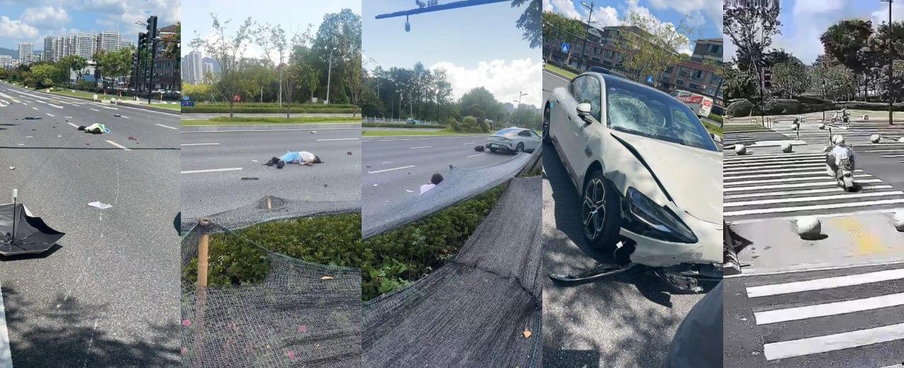 新能源车一脚油门直接把电动车撞飞!这速度是开的有多快?-3