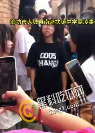 校园欺凌!河北廊坊大城县南赵扶镇某中学 几十个学生起哄狂扇女生耳光 可怜的女生只能缩在墙边任人宰割-1